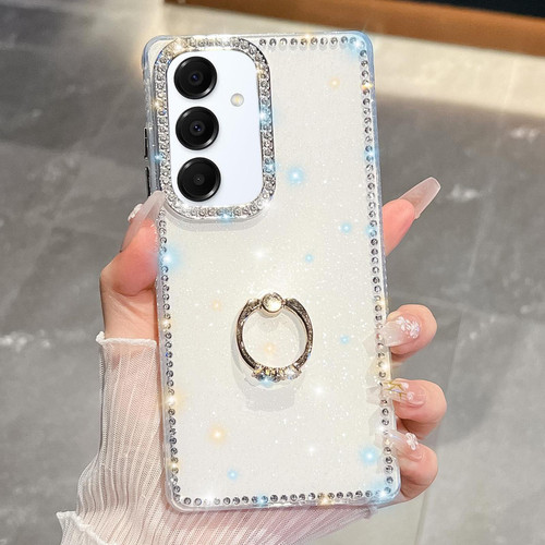 Samsung Galaxy A16 5G Rhinestone Glitter TPU Ring Holder Anti-fall Phone Case - Transparent